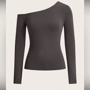 Basic Cotton Top with Asymmetric Neck (S)